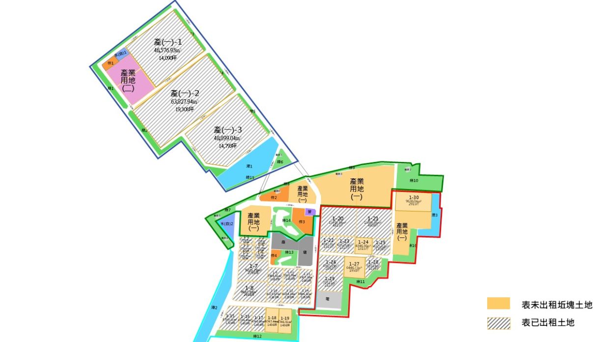 2026.04.09臺南新市園區坵塊圖(元捷網站用-剩餘未出租坵塊)